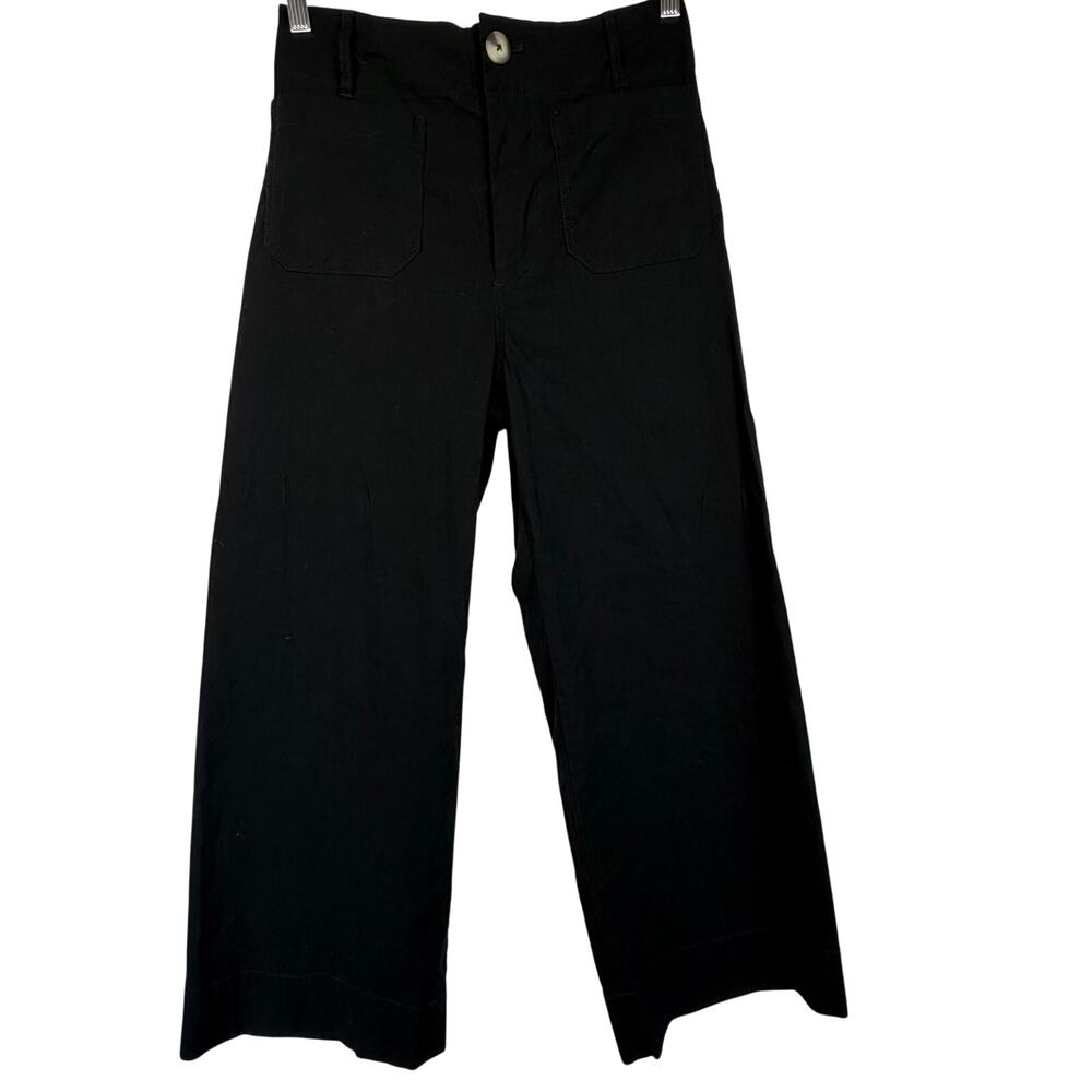 Anthropologie Maeve The Colette Cropped Wide Leg Pants Black Trousers Size 28 - Picture 2 of 10